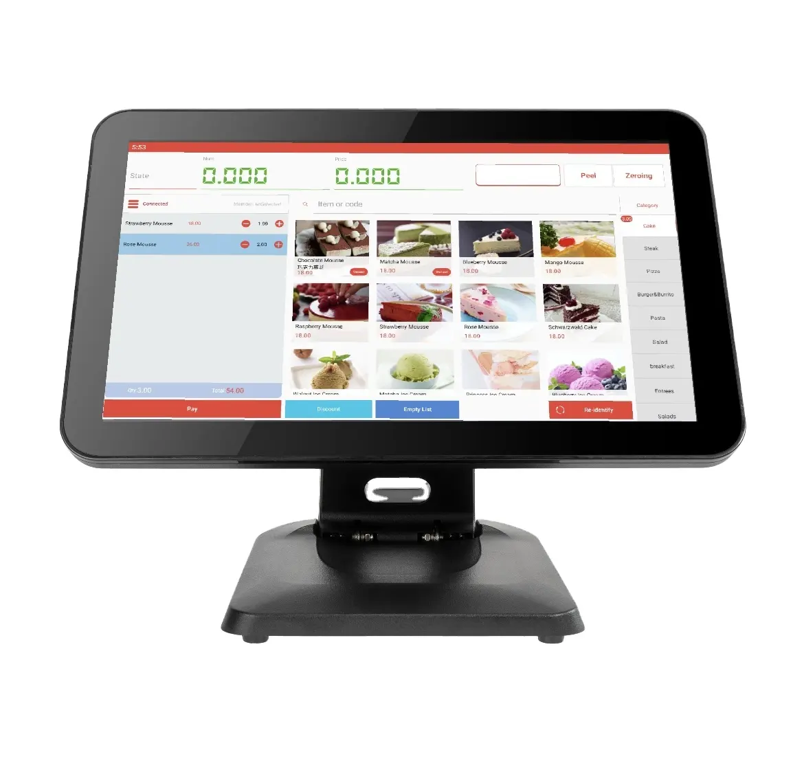 15.6 "écran tactile capacitif pliable système de point de vente caisse enregistreuse EPOS LED8/VFD220/11.6 \" 2e affichage vente au détail/Restaurant caisse