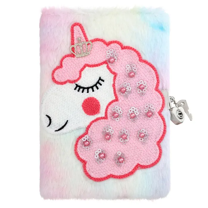 US market 2024 trending school supplies note pad stationery Free samples professional cute furry cover diary notebook for Girls