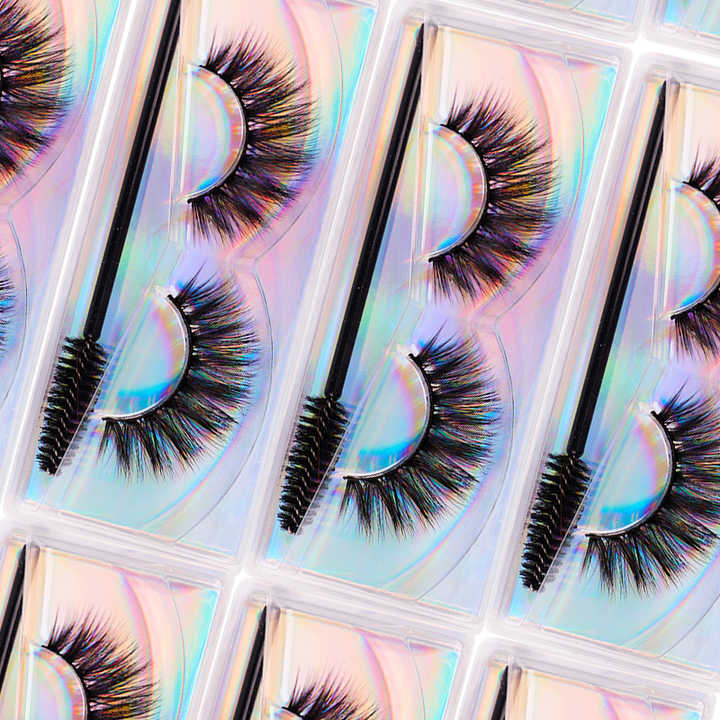 Wispy Lashes Look Fake Eyelashes Bulk with 15 Glitter Eyelash Box Natural Medium Length Mink Fur 3d