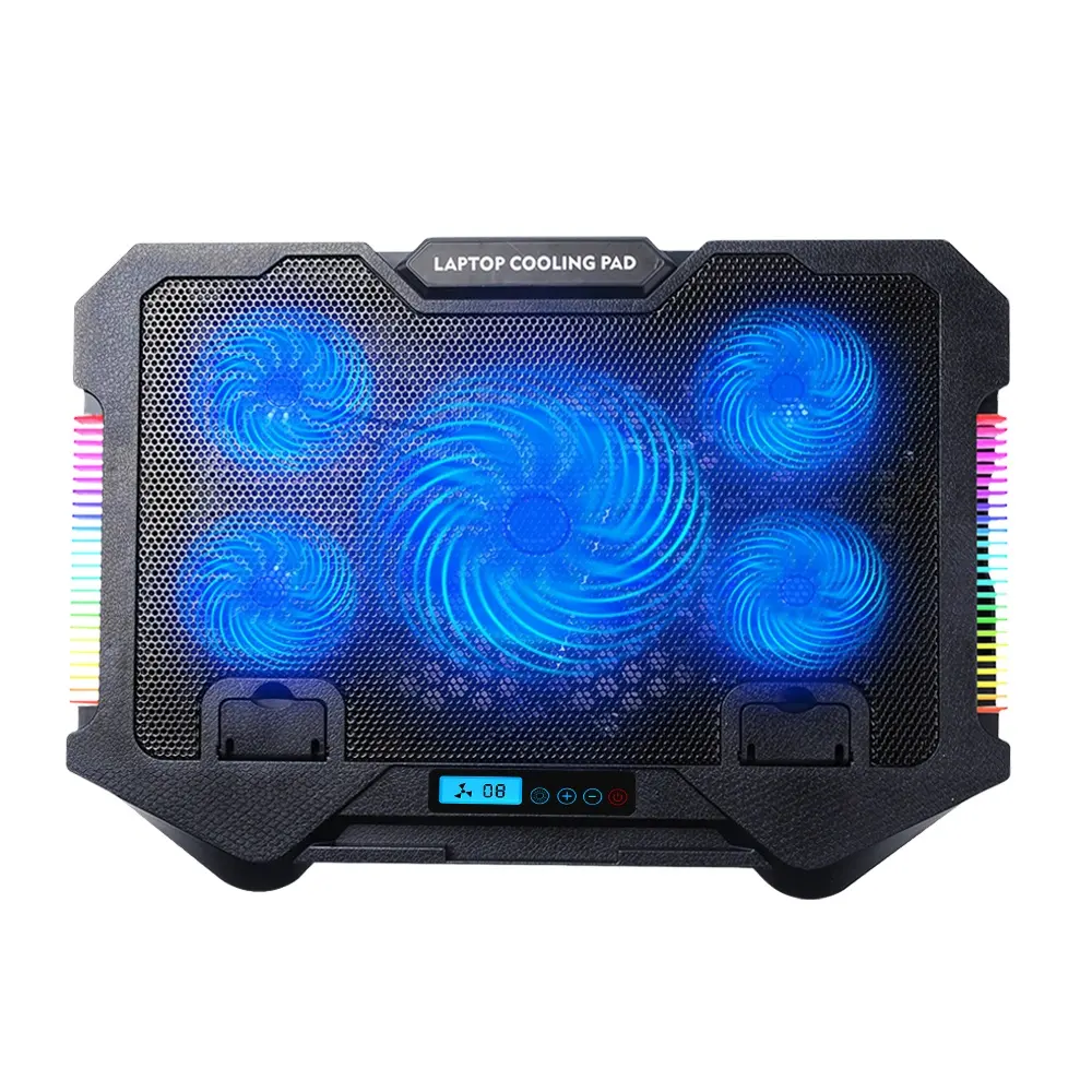 Tishric Laptop Koeler Pad Basisstandaard Rgb 6 Stille Led Ventilatoren 1900Rpm Krachtige Luchtstroom Verstelbare Standaard Voor 12-17 Inch Notebook