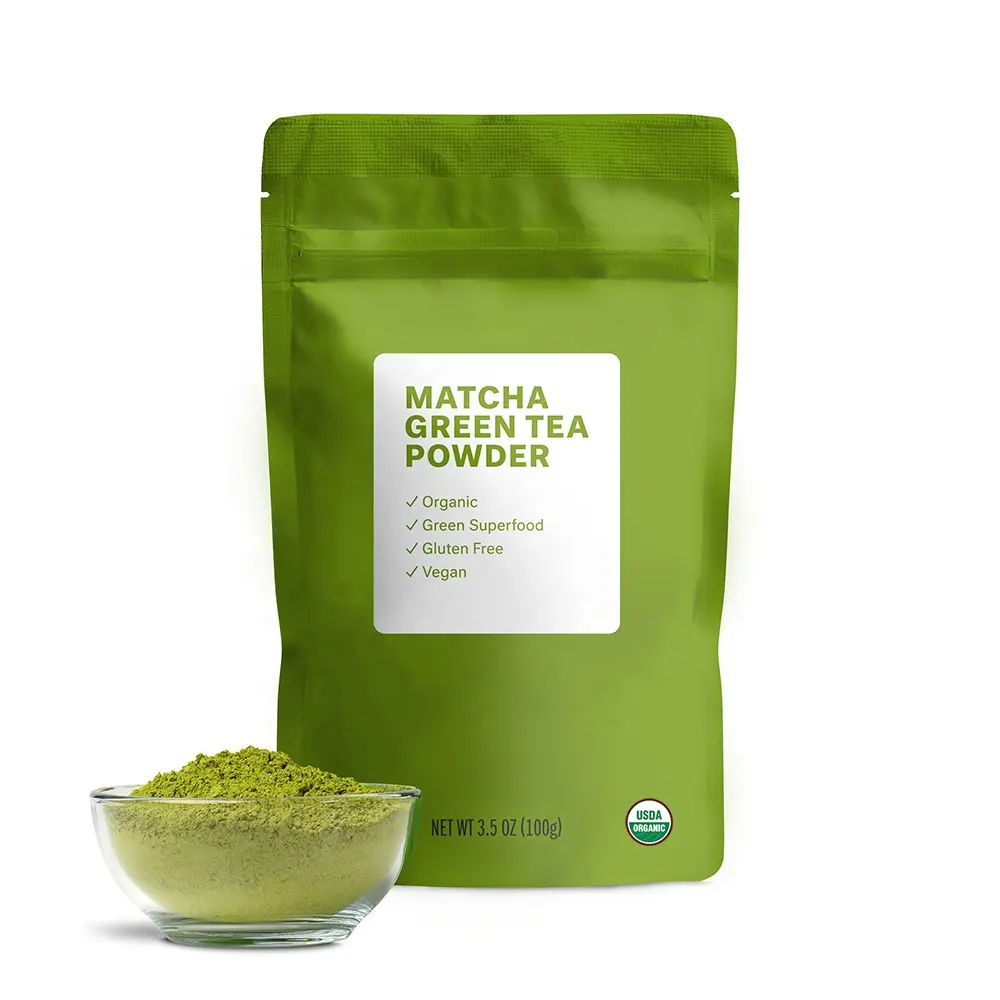 Poudre de thé vert naturel biologique saveur certifiée Matcha avec échantillon gratuit