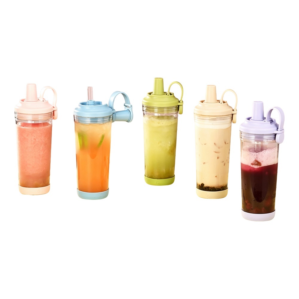 Vaso de plástico de doble pared de 29 oz con logotipo personalizado, tapa y pajita
