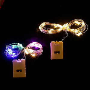 1M 2m 3M <span class=keywords><strong>LED</strong></span> Alambre de cobre Cadena de luces 3 funciones Modo intermitente Botón Caja de batería <span class=keywords><strong>Led</strong></span> Luces de serie decorativas Luz de vacaciones