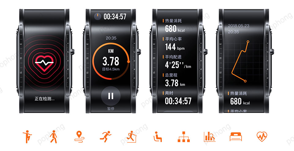 Nubia Smart Watch Phone Foldable Flexible Display Snapdragon 8909W 8GB ROM 4.01 Inch OLED Message Reminder e-sim Calling