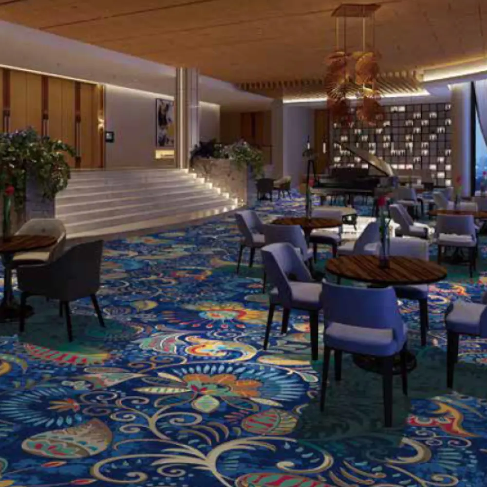 พรมขนแกะติดผนัง5ดาว alfombras ห้องจัดเลี้ยงสไตล์โรงแรมโรงแรมพรม Axminster หรูหราออกแบบได้ตามต้องการ