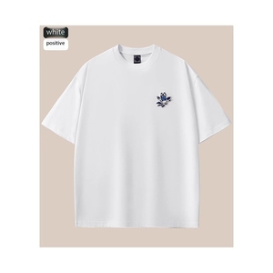 Yaz yeni stil 260g ağır saf pamuk kısa kollu t-shirt erkekler <span class=keywords><strong>Koi</strong></span> nakış gevşek büyük beden tişörtler toptan özelleştirme