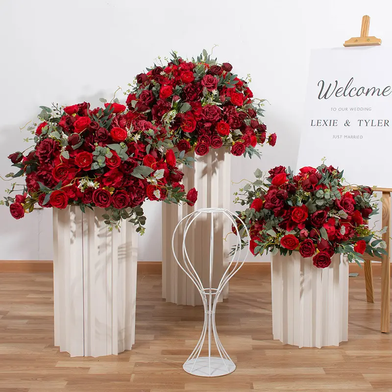 Event Dekoration liefert Party artikel Big Peony Red Roses Premium Seiden blumen Blumen ball Mittelstücke für Hochzeits tisch