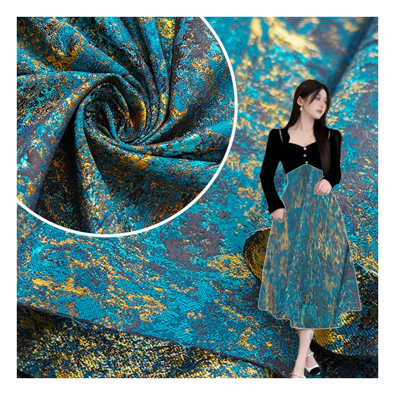 Vente en gros de vêtements de marque de luxe en polyester tissés pour femmes robe de soirée de créateur en tissu brocart tissu jacquard