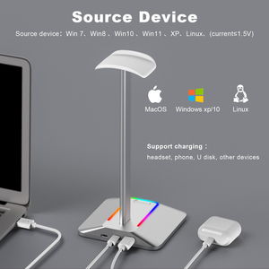 Fabrika yeni arı RGB oyun kulaklığı ekran standı USB 2.0 tip-c 2.0 kulaklık braketi tutucu Mounts & standları ile LED ışıkları - Product Image 5