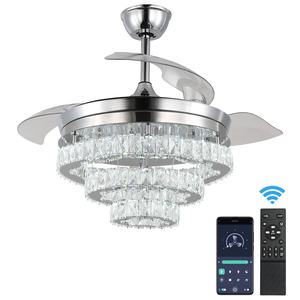 Işık kapalı rustik demir dekoratif aydınlatma uzaktan kumanda ile avize kristal tavan vantilatörü fantezi - Product Image 1