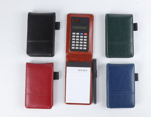 Tragbares Lederaufbewahrungs-Notebook mit individuellem Logo A7 Taschennotepad multifunktionales Geschäfts-/Büro-Notizbuch mit Solarrechner - Product Image 3