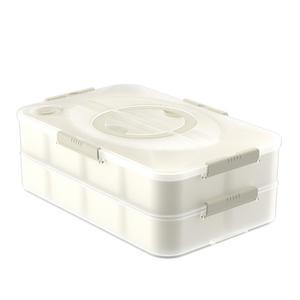 Bandeja de servicio dividida de plástico apilable apta para lavavajillas con tapa y Asa caja de aperitivos contenedor organizador - Product Image 2