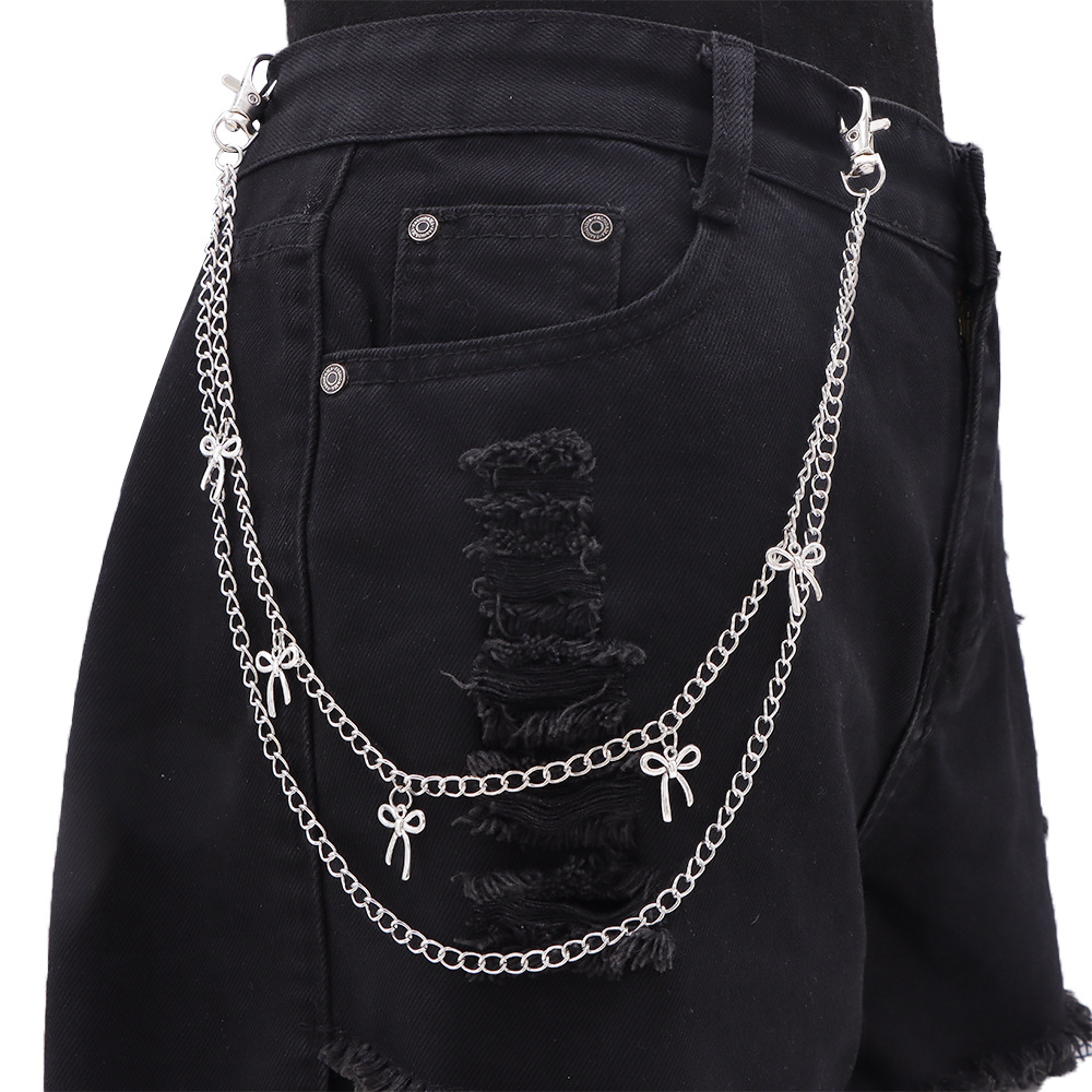 Chaîne de pantalon double épaisseur avec petit nœud.