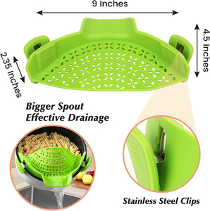 Heat Resistant Snap and <strong>Strain</strong> Strainer Fits All <strong>Pots</strong> and Bowls Silicone Colander Clip on Food Strainer for <strong>Pots</strong> Pans - Product Image 2