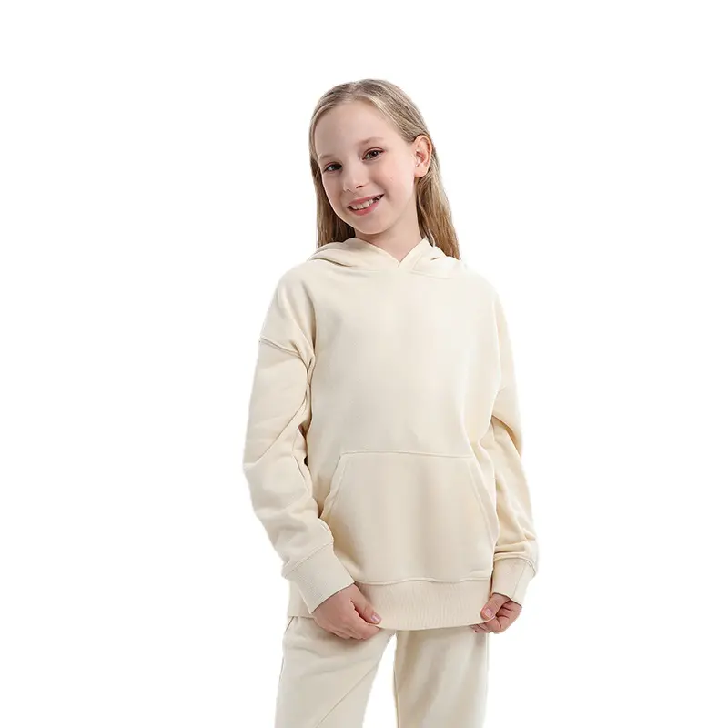 Marca de Moda Infantil 2023 Em Branco Algodão De Lã Com Capuz Manga Longa Hoodie para Meninos e Meninas Kids Clothing Set