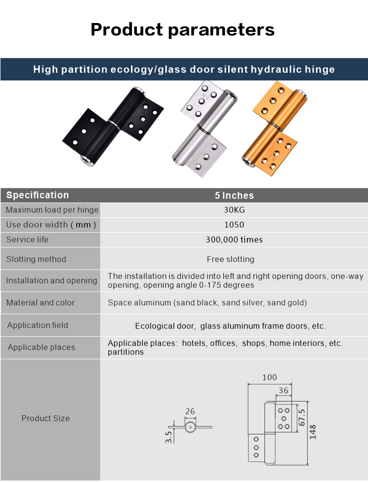 HC Series HIGH PARTITION ECO GLASS DOOR HYDRAULIC SILENT SOFT-CLOSING HINGES