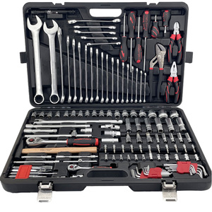 129件套筒扳手套装手动工具套件工具套装，带六角Ke塑料盒1/4英寸、1/2英寸CRV扳手套装，带棘轮 - Product Image 1