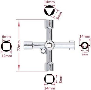 4 in 1 evrensel yardımcı anahtar Bit çinko alaşım tesisatçılar elektrikçiler araçları 4 yollu çok fonksiyonlu evrensel çapraz anahtar - Product Image 4