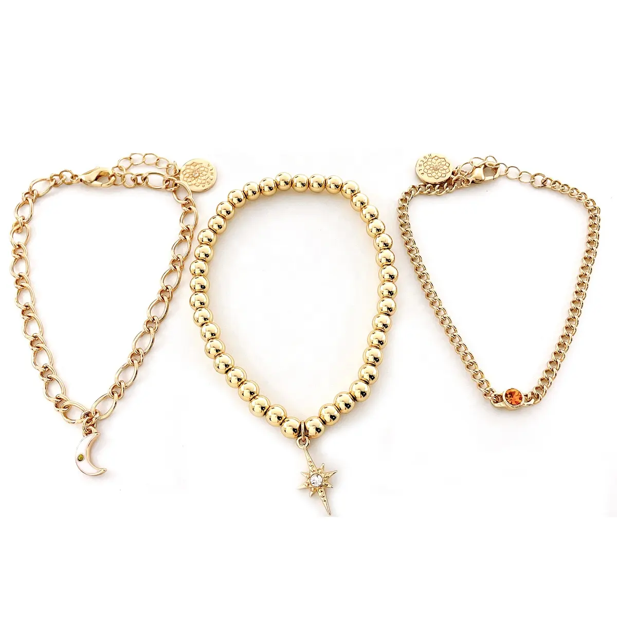 New Fashion Star Emaille Mond Kristall Perlen vergoldete Armbänder für Frauen