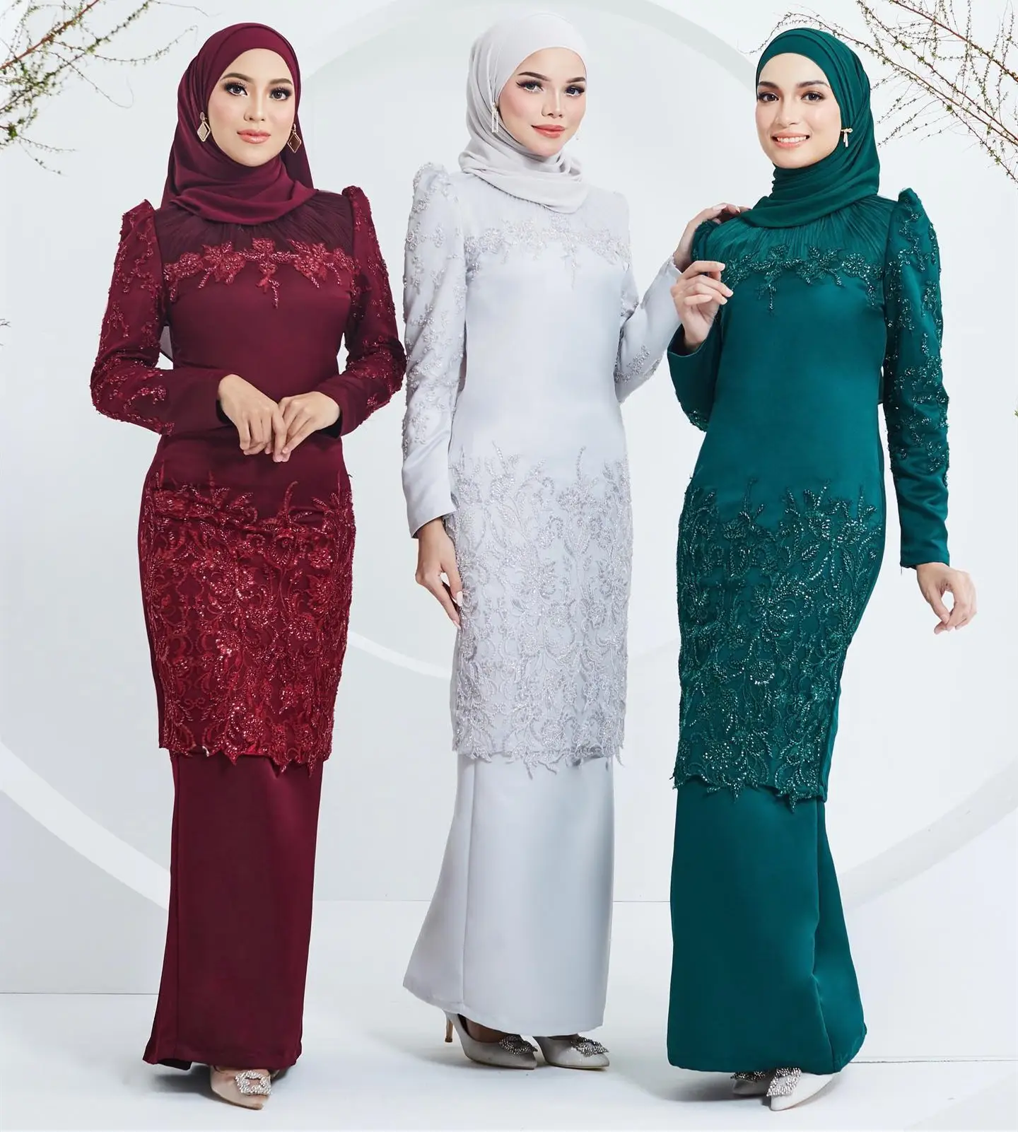 Conjunto de vestido muslimah para família, conjunto de roupas da família do abaya