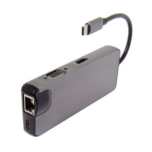 Sıcak satış 8 in 1 USB-C VGA HDTV 4K USB 3.1 yerleştirme istasyonu USB 3.0 kart okuyucu 4K arayüzü ile stokta - Product Image 5
