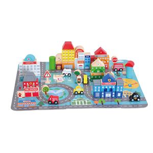 热卖彩色80件木制城市街景积木益智玩具积木套装 - Product Image 1