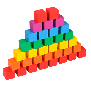 Juego de bloques de construcción de arcoíris, juego de apilamiento de cubos de madera coloridos - Product Image 1
