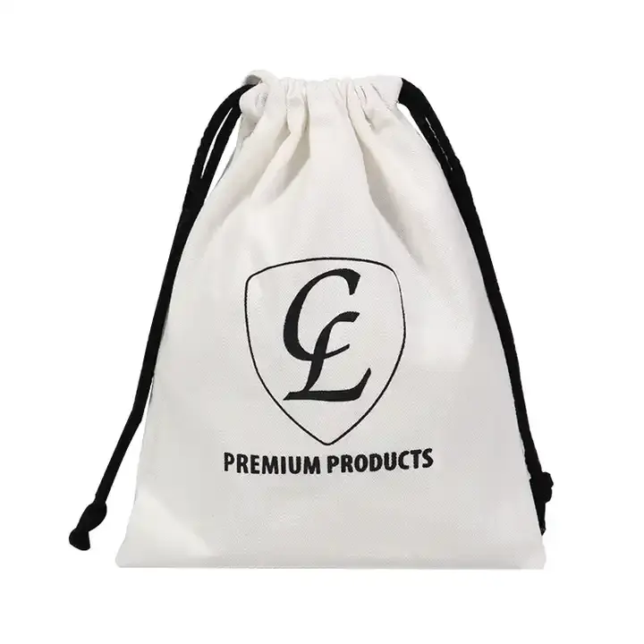 Respetuoso con el medio ambiente Logotipo personalizado Cordón Bolsa de polvo Lona Algodón Doble cuerda Vela Bolsa con cordón