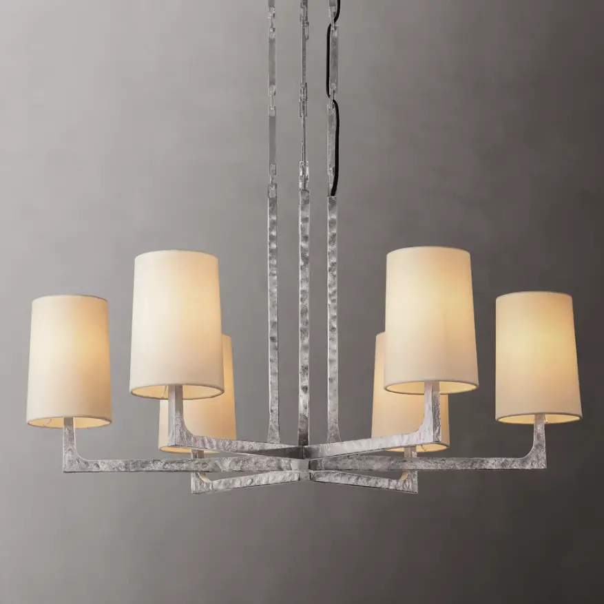 Lámpara de tela nórdica personalizada, accesorios de iluminación de cristal impresionantes de lujo para candelabro espacial de hospitalidad
