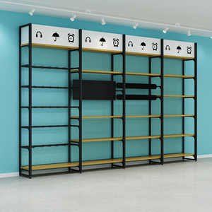 Scaffali del supermercato stile Miniso espositore scaffali del negozio al dettaglio piano in piedi scaffali in metallo Backless espositore