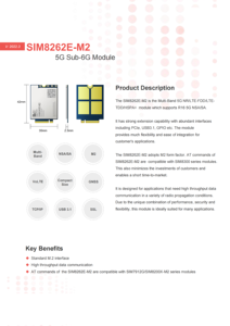 SIM8262E-M2 modulo Sub-6G 5G SIMCom supporta R16 5G NSA/SA Multi-Band NR/LTE-FDD/LTETDD/HSPA + SIM8262E-M2 modulo 5G - Product Image 2