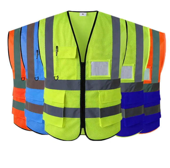 Cintas reflectantes para trabajo al aire libre, abrigo de seguridad de alta visibilidad, transpirable, chaleco de ropa de seguridad nocturna