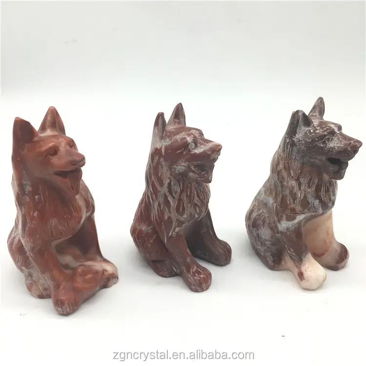 Wholesale high quality healing crystal hand carved cinnabar stone crystal dog for decoration