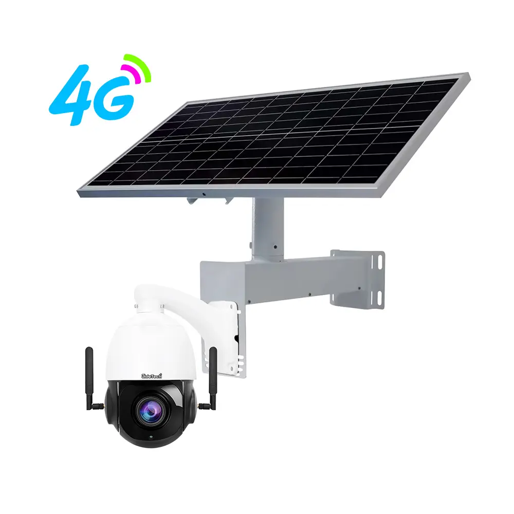 JideTech Cámara IP 4G Versión Europea Micrófono Incorporado 2MP 20X Zoom Óptico Alimentado por Energía Solar con Baterías Recargables de Litio 90W50A