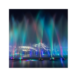 Fontana di musica interattiva personalizzata con luci a LED Design gratuito per uso esterno giardino e lago