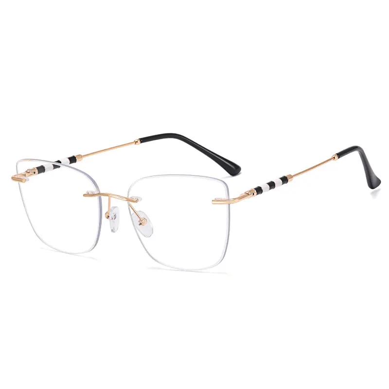 Hochwertige kunden spezifische rechteckige randlose optische Rahmen brillen Brillen brillen