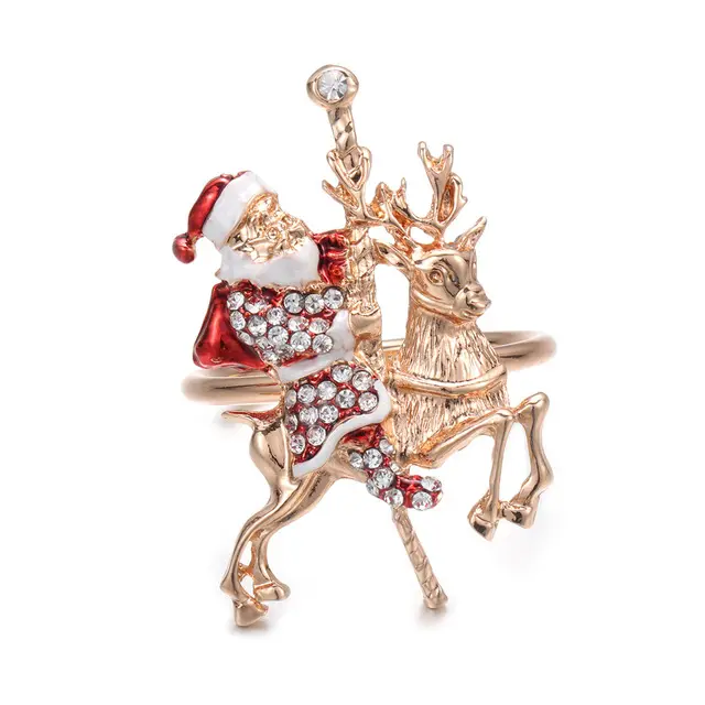 Soporte para servilletas de Papá Noel, soporte para servilletas de árbol de Navidad, anillos para bodas, fiestas, banquetes y cenas