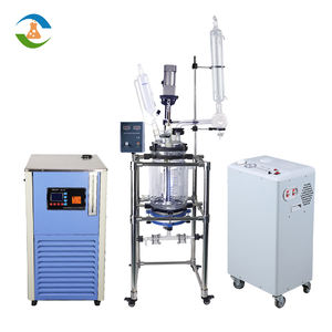 Reator químico revestido, 10l 20l 50l 100l 150l laboratório reator de vidro duplo camada jaqueta com placa de filtro - Product Image 3