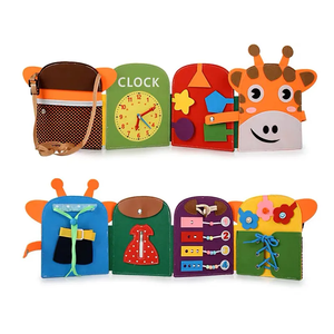 New Design Giraffe Design Felt Busy <strong>Book</strong> Montessori <strong>Basic</strong> Skill Learning Quiet Board for Preschool Kids Educational Toys - Product Image 1