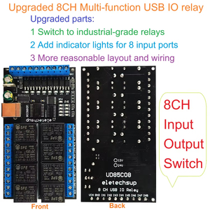 Upgraded 8CH USB Electronic Switch <strong>Input</strong> <strong>Output</strong> Relay Module PC PLC Server Industrial <strong>Computer</strong> IO Expansion Board DC 12V 24V