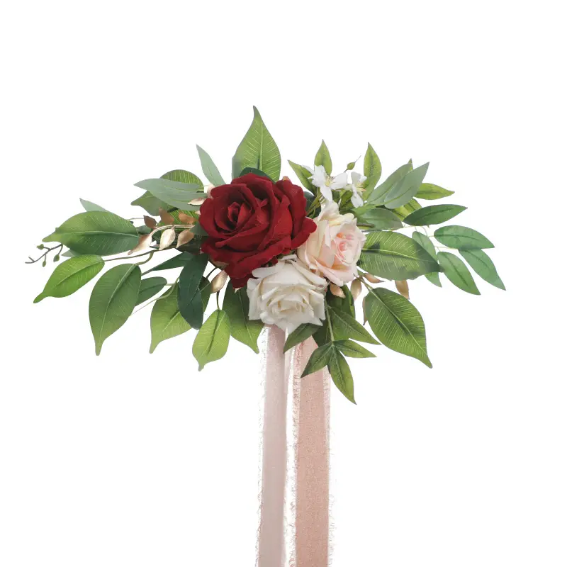 Wholesale Wedding Silk Wedding Artificial Rose Chair Back Flower For Decorations
