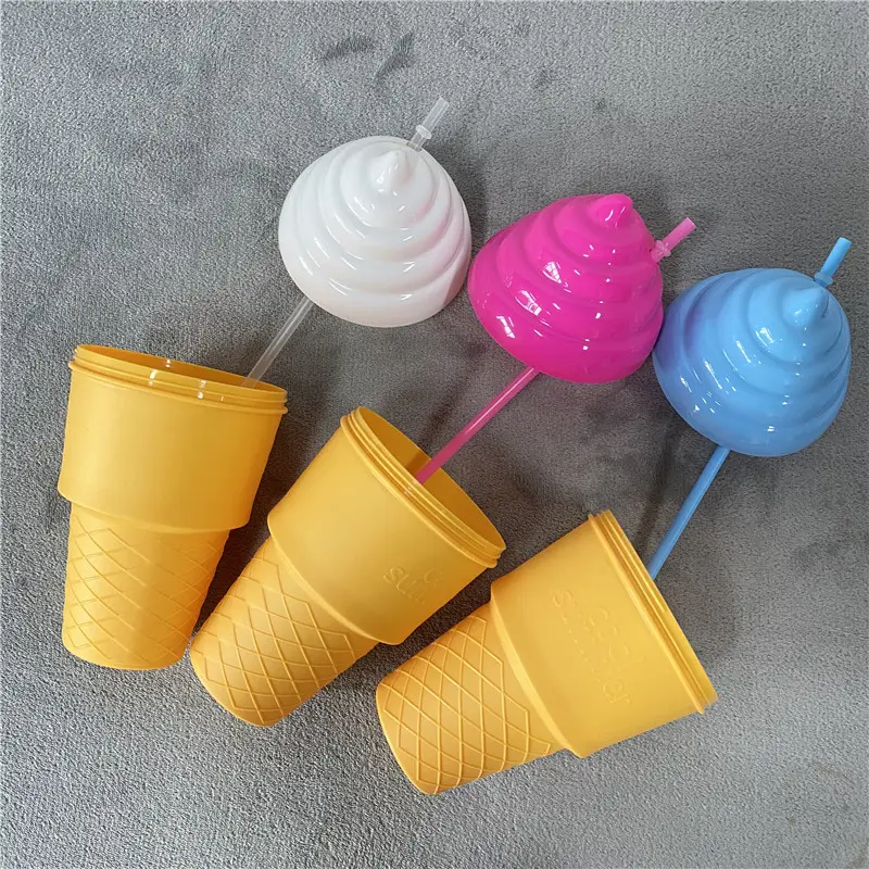 पुन: प्रयोज्य हार्ड प्लास्टिक Venti 800ml 27oz बच्चों chlidrens आइस क्रीम के लिए भूसे के साथ आकार का कप गुंबद गिलास कप ठंडे पानी पेय