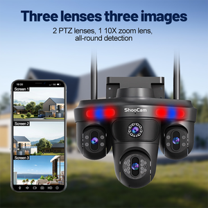 WiFiカメラホームセキュリティ16MP 10xズーム<span class=keywords><strong>4</strong></span>レンズ<span class=keywords><strong>3</strong></span>スクリーン防水屋外ウルトラHD CCTVカメラ携帯電話に接続
