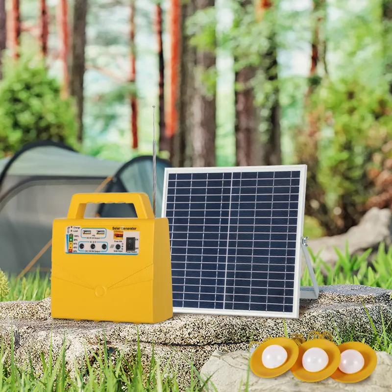 2024 buen precio portátil 20W Abs seguridad al aire libre Camping música Mini sistema de energía de panel solar