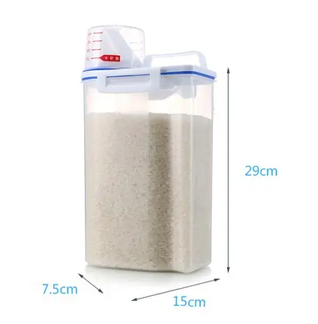 Plastic transparent box storage holders grain rice storage container storage box with measuring cup