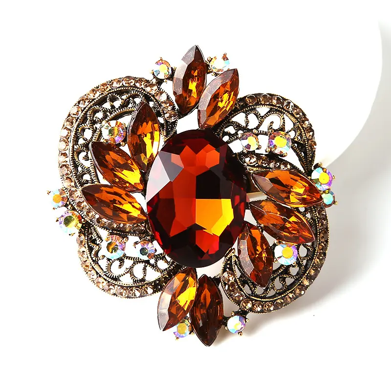 LUOXIN gran oferta joyería de boda cristal Rhinestone declaración broche Pin flor vestido accesorio broches