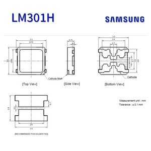 Led kapsülleme serisi CRI70 0.3W 3V 3030 SMD LED çip Samsung LM301H ışık büyümek için