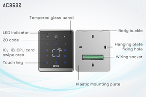 A AC8632 pengontrol akses layar sentuh, pembaca kode QR kontrol akses pembaca kartu Nfc - Product Image 4