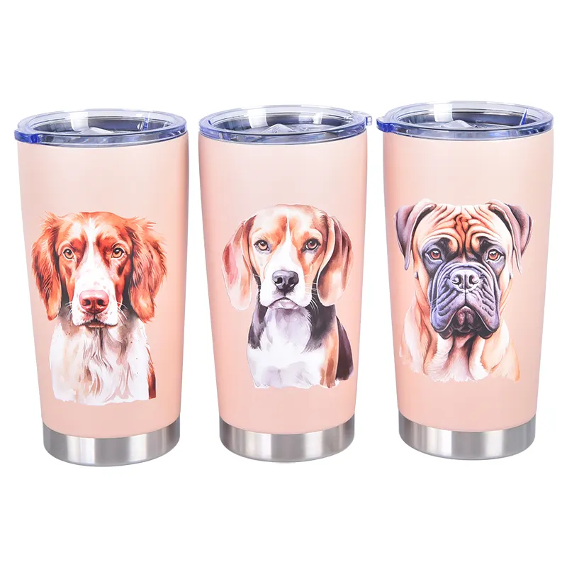 Wholesale Custom Sublimation 20oz Stainless Steel Metal Insulated Eco-Friendly Water Bottle Set Car Coffee Cup With Plastic Lid