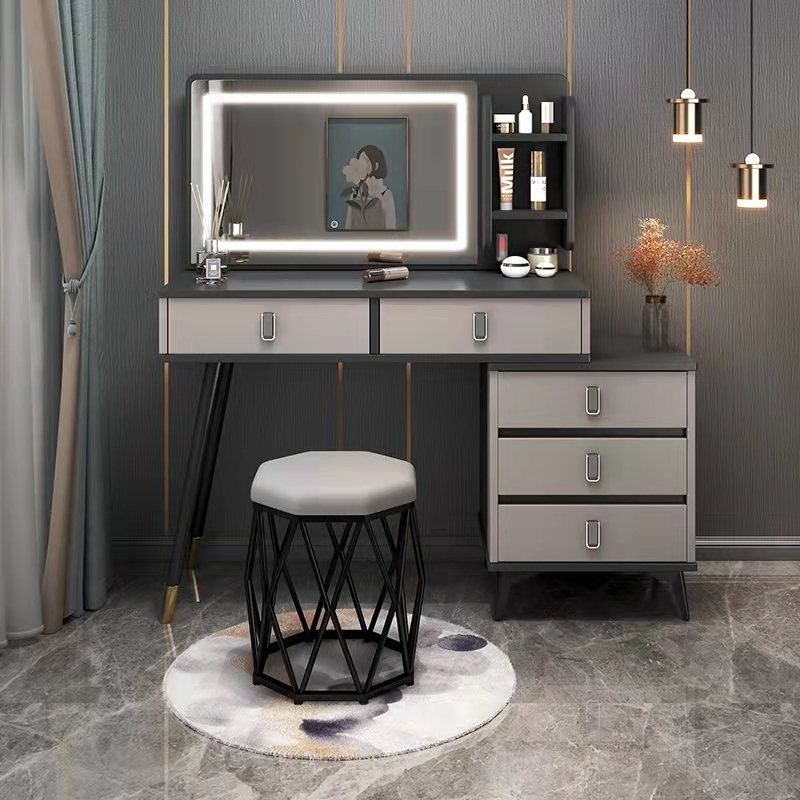 Modern and Simple Dressing Table Stores Cosmetics Saving Space
